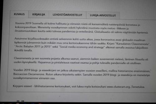 Matti Luostarinen. Cluster art. Mediayhteiskunnan hybridistä pandemiaan.